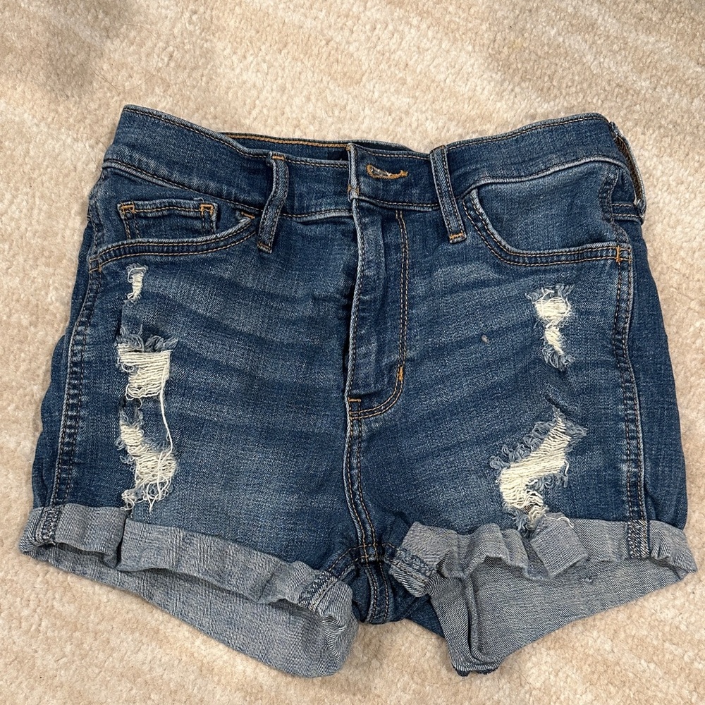 Hollister Blue Distressed Jean Shorts